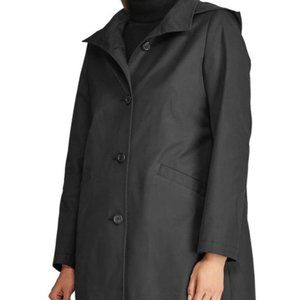Lauren Ralph Lauren Hooded Water Repellant Trench Rain Coat Black Size L 5928836